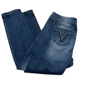 Vigoss Dark Blue Straight Leg Jeans Skinny Fit Stretchy